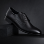 Pantofi barbati casual, negri, din piele naturala - 101TGNBOX